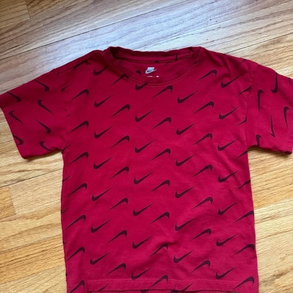 Nike Black and Red Short Sleeve Tees with All-Over Logo